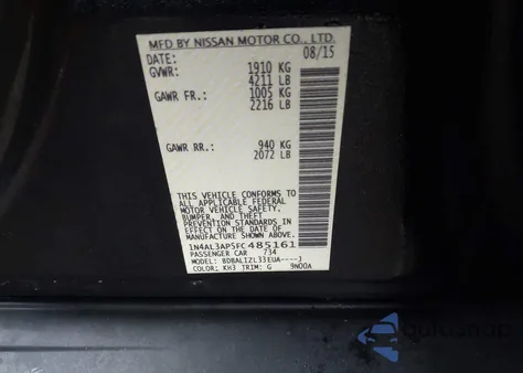2015 Nissan Altima 2.5 Sv from USA, damaged, VIN 1N4AL3AP5FC485161